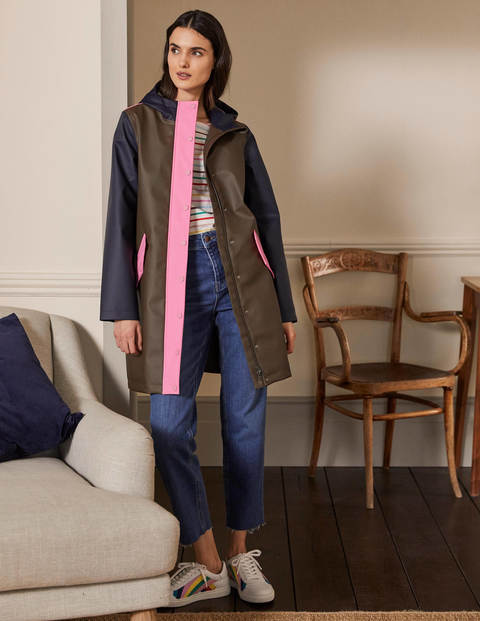 Morris Waterproof Mac - Khaki and Navy Colourblock Morris Waterproof Mac - Khaki and Navy Colourblock