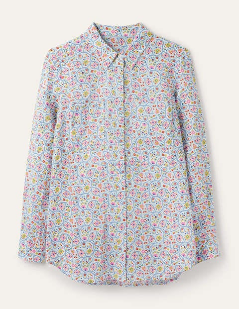 Linen Shirt - Ivory, Leafy Floral Linen Shirt - Ivory, Leafy Floral