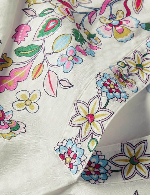 Hannah Linen Shirt - Ivory, Kaleidoscopic Floral Hannah Linen Shirt - Ivory, Kaleidoscopic Floral