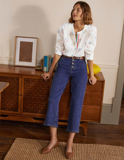 Relaxed Popover Cotton Shirt - Ivory, Delicate Sprig Relaxed Popover Cotton Shirt - Ivory, Delicate Sprig