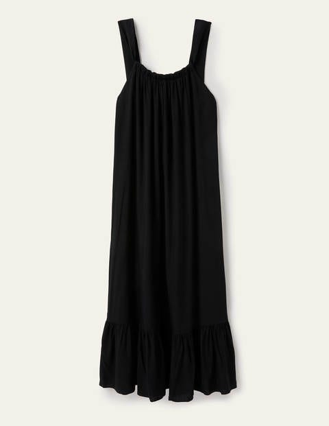 Maxi-Sommerkleid mit tiefem Rückenausschnitt - Schwarz Maxi-Sommerkleid mit tiefem Rückenausschnitt - Schwarz