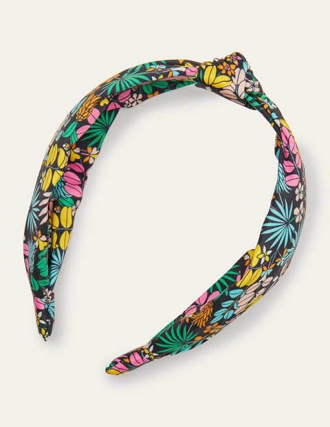 Knotted Headband - Black, Jungle Floral Knotted Headband - Black, Jungle Floral