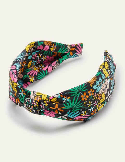 Knotted Headband - Black, Jungle Floral Knotted Headband - Black, Jungle Floral