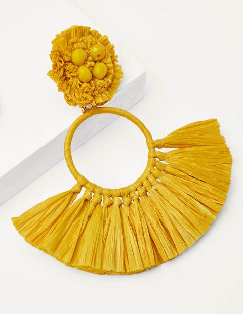 Raffia Tassel Ring Earrings - Daffodil Raffia Tassel Ring Earrings - Daffodil