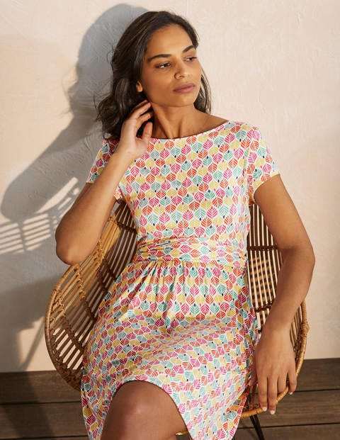 Robe Amelie en jersey - Ivoire, tuile palmier Robe Amelie en jersey - Ivoire, tuile palmier
