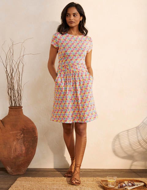 Robe Amelie en jersey - Ivoire, tuile palmier Robe Amelie en jersey - Ivoire, tuile palmier