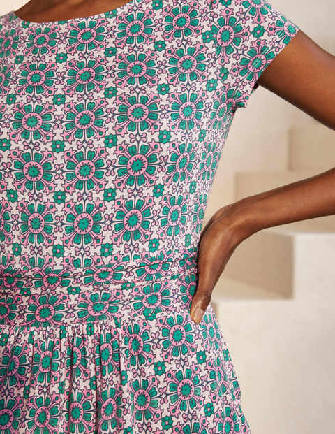 Robe Amelie en jersey - Milkshake, tuile flore Robe Amelie en jersey - Milkshake, tuile flore