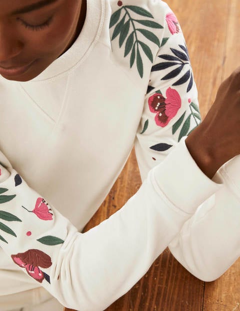 The Sweatshirt - Ivory, Multi Embroidery The Sweatshirt - Ivory, Multi Embroidery