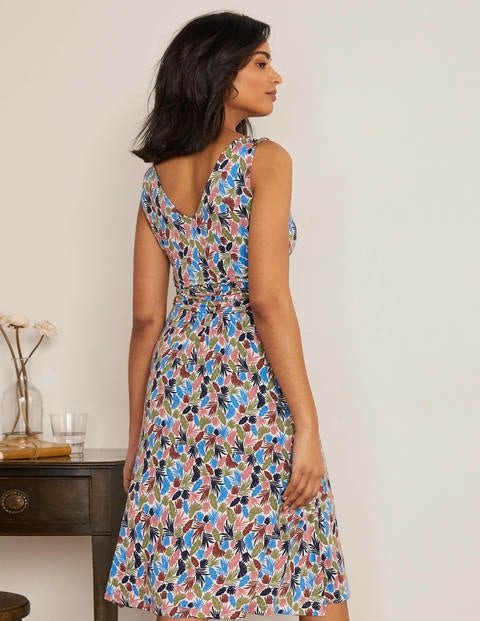 Robe Effie en jersey - Ivoire, palmier Robe Effie en jersey - Ivoire, palmier