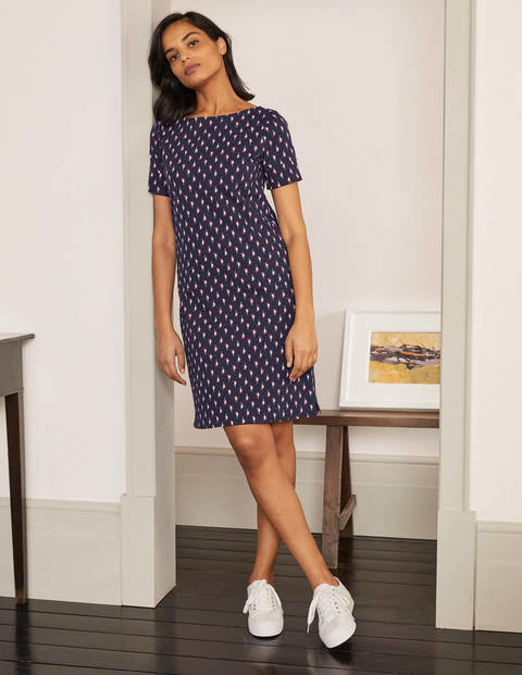 Darcey Jersey T-shirt Dress - Navy Cherry Red, Paisley Stamp Darcey Jersey T-shirt Dress - Navy Cherry Red, Paisley Stamp