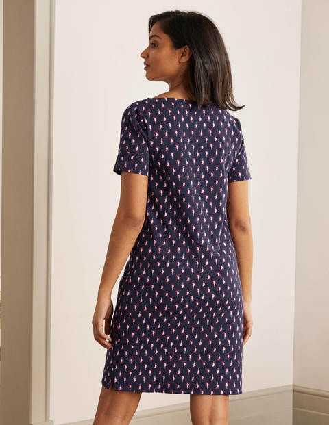 Darcey Jersey T-shirt Dress - Navy Cherry Red, Paisley Stamp Darcey Jersey T-shirt Dress - Navy Cherry Red, Paisley Stamp