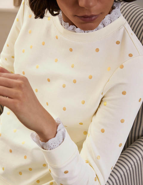Holly Jersey Sweatshirt - Ivory, Polka Dot Holly Jersey Sweatshirt - Ivory, Polka Dot