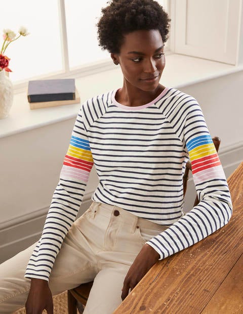 Lorna Baseball Jersey T-Shirt - Peony and Daffodil Stripe