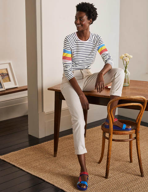 Lorna Baseball Jersey Tee - Peony and Daffodil Stripe Lorna Baseball Jersey Tee - Peony and Daffodil Stripe