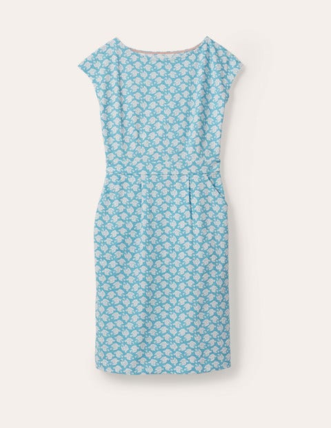 Florrie Jersey Dress - Dawn Blue, Bird Tile Florrie Jersey Dress - Dawn Blue, Bird Tile