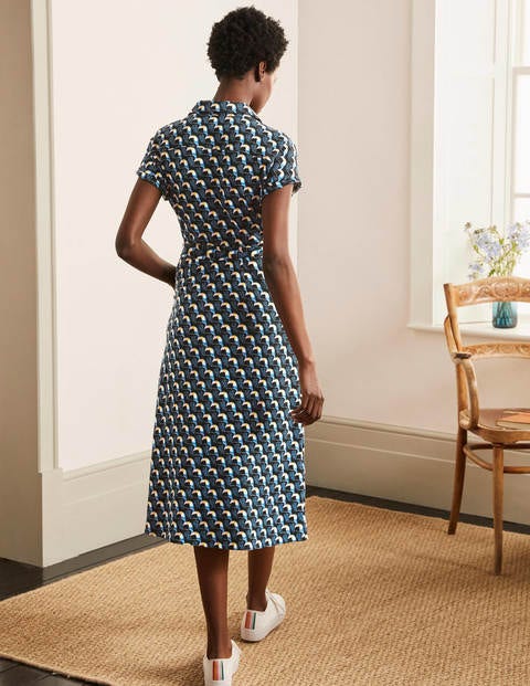 Thomasina Jersey Shirt Dress - Black, Toucan Tile Thomasina Jersey Shirt Dress - Black, Toucan Tile