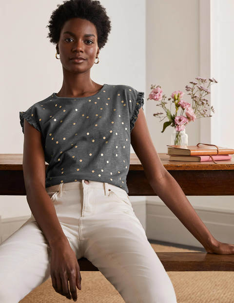 Faye Jersey Top - Asphalt, Scattered Spot Faye Jersey Top - Asphalt, Scattered Spot