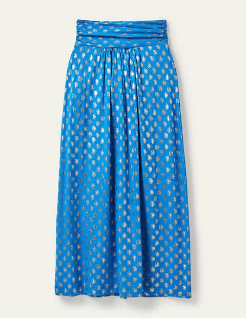 Rock mit gerafftem Bund - Marokkoblau, Paisleymuster Rock mit gerafftem Bund - Marokkoblau, Paisleymuster