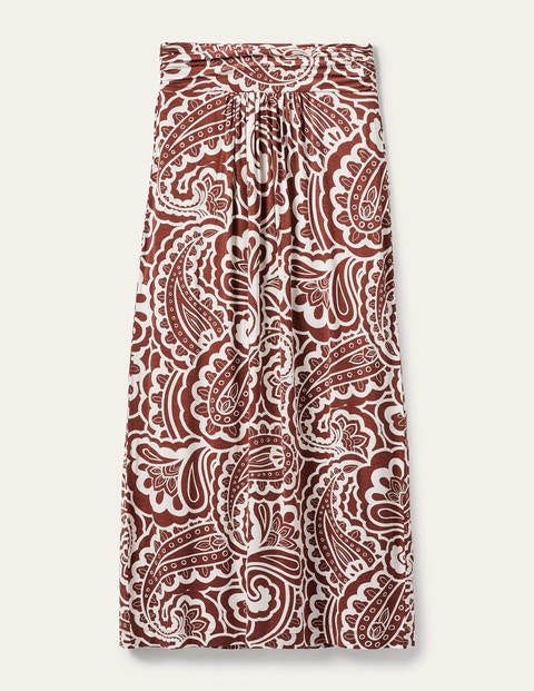 Rock mit gerafftem Bund - Roteiche, Sommerliches Paisleymuster Rock mit gerafftem Bund - Roteiche, Sommerliches Paisleymuster