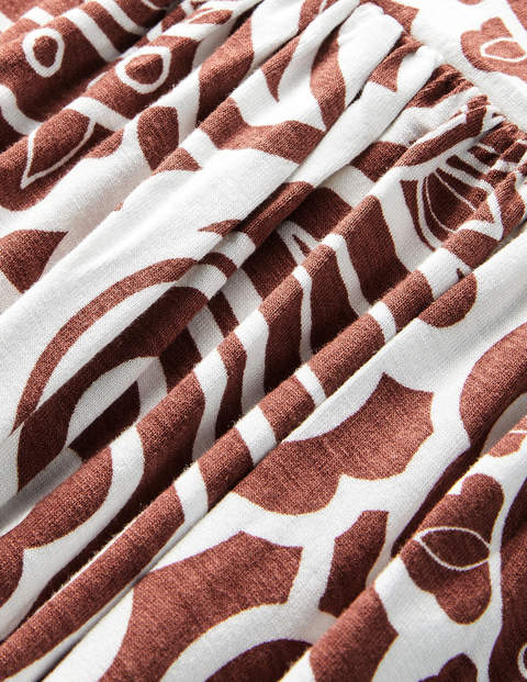 Rock mit gerafftem Bund - Roteiche, Sommerliches Paisleymuster Rock mit gerafftem Bund - Roteiche, Sommerliches Paisleymuster