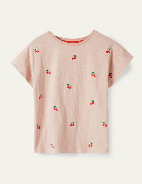Lena Jersey-T-Shirt mit Stickerei - Milchshake, Kirschen Lena Jersey-T-Shirt mit Stickerei - Milchshake, Kirschen