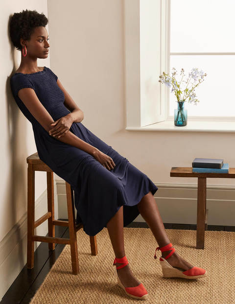 Angelica Smocked Midi Dress - Navy Angelica Smocked Midi Dress - Navy