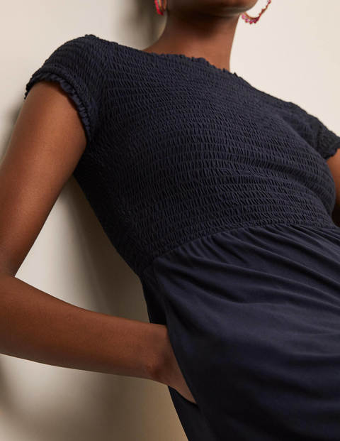 Angelica Smocked Midi Dress - Navy Angelica Smocked Midi Dress - Navy