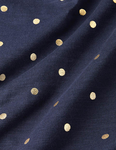 Robe Romaine en jersey à volants - Bleu marine et doré, pois Robe Romaine en jersey à volants - Bleu marine et doré, pois