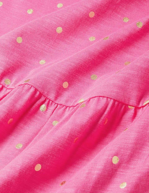 Romaine Tiered Jersey Dress - Party Pink and Gold, Polka Dot Romaine Tiered Jersey Dress - Party Pink and Gold, Polka Dot