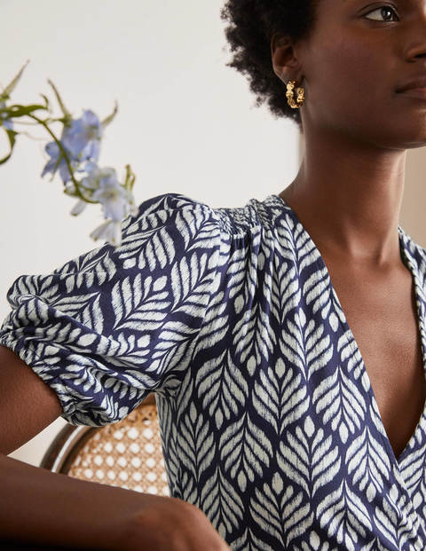 Ruby Jersey Romper - French Navy, Palm Tile Ruby Jersey Romper - French Navy, Palm Tile
