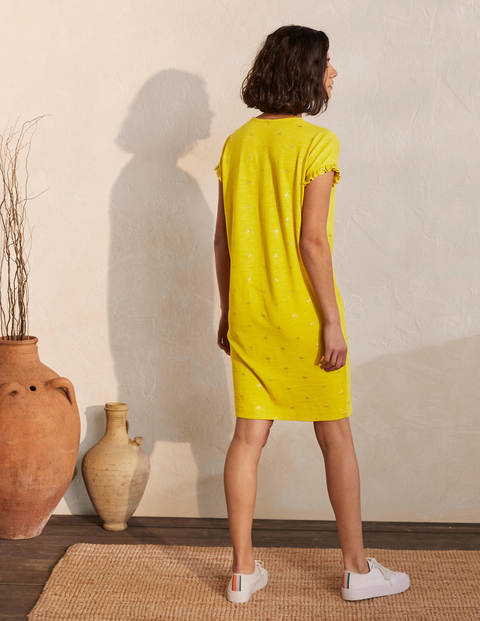 Faye Jersey T-shirt Dress - Daffodil, Rainforest Stamp Faye Jersey T-shirt Dress - Daffodil, Rainforest Stamp
