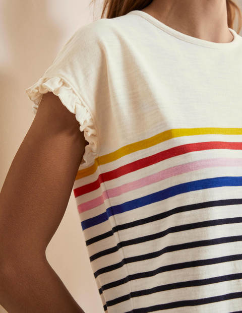 Faye Jersey T-shirt Dress - Ivory, Multi Stripe Faye Jersey T-shirt Dress - Ivory, Multi Stripe