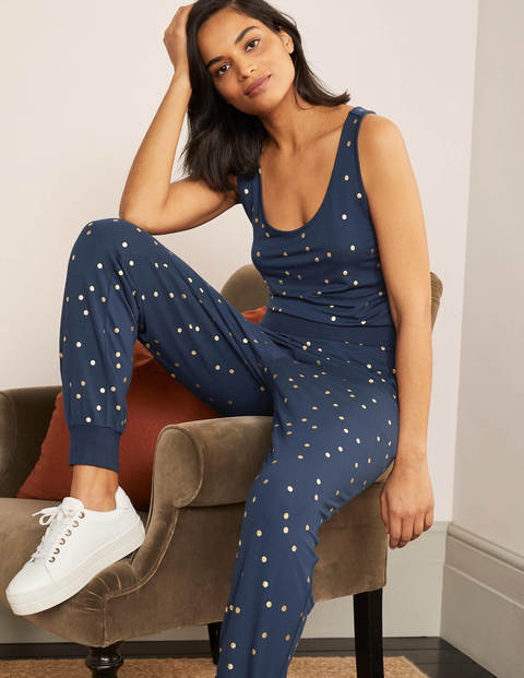 Rachel Jerseyjumpsuit - Navy, Verstreute Folientupfen Rachel Jerseyjumpsuit - Navy, Verstreute Folientupfen