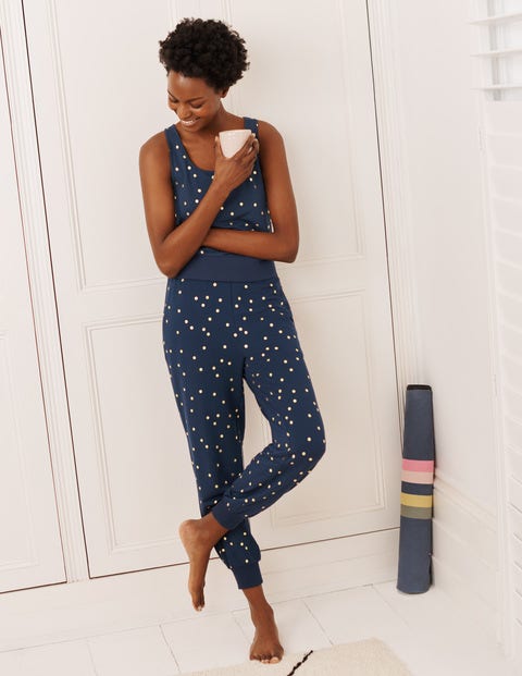 Rachel Jerseyjumpsuit - Navy, Verstreute Folientupfen Rachel Jerseyjumpsuit - Navy, Verstreute Folientupfen