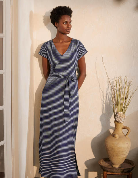 Ella T-shirt Midi Dress - Navy and Ivory Stripe Ella T-shirt Midi Dress - Navy and Ivory Stripe