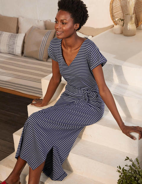 Ella T-shirt Midi Dress - Navy and Ivory Stripe Ella T-shirt Midi Dress - Navy and Ivory Stripe
