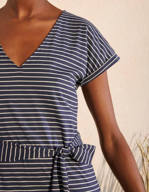 Ella T-shirt Midi Dress - Navy and Ivory Stripe Ella T-shirt Midi Dress - Navy and Ivory Stripe