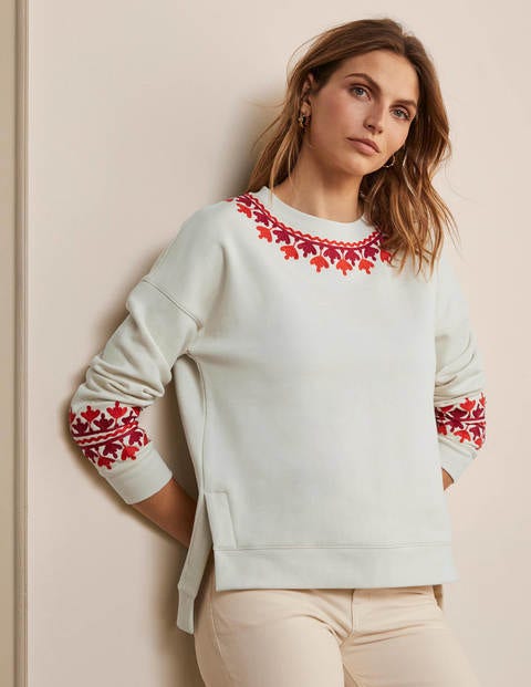 Interest Sweatshirt - Ivory, Embroidered