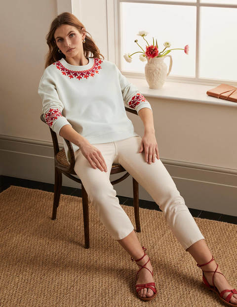 Jasmine Sweatshirt - Ivory, Embroidered Jasmine Sweatshirt - Ivory, Embroidered