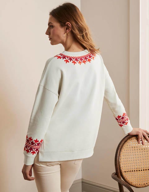 Jasmine Sweatshirt - Ivory, Embroidered Jasmine Sweatshirt - Ivory, Embroidered