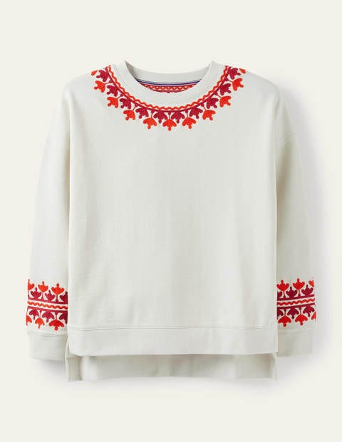 Jasmine Sweatshirt - Ivory, Embroidered Jasmine Sweatshirt - Ivory, Embroidered