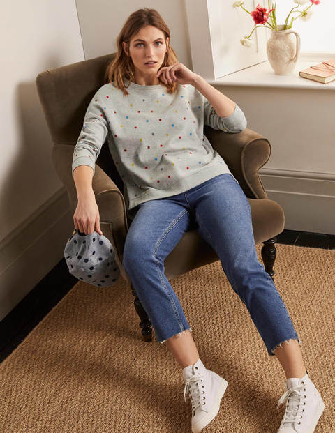 Jasmine Sweatshirt - Grey Marl, Polka Dot Jasmine Sweatshirt - Grey Marl, Polka Dot
