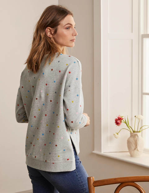 Jasmine Sweatshirt - Grey Marl, Polka Dot Jasmine Sweatshirt - Grey Marl, Polka Dot