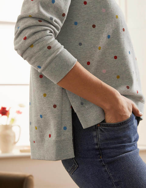 Jasmine Sweatshirt - Grey Marl, Polka Dot Jasmine Sweatshirt - Grey Marl, Polka Dot