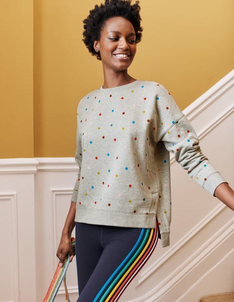 Jasmine Sweatshirt - Grey Marl, Polka Dot Jasmine Sweatshirt - Grey Marl, Polka Dot