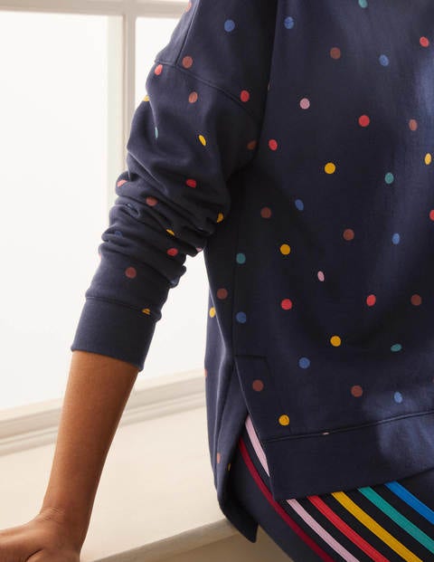 Jasmine Sweatshirt - Navy, Polka Dot Jasmine Sweatshirt - Navy, Polka Dot