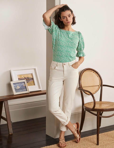 Georgia Blouson Jersey Top - Leafy Green, Meadow Spot Georgia Blouson Jersey Top - Leafy Green, Meadow Spot