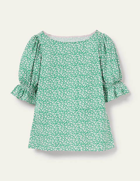 Georgia Blouson Jersey Top - Leafy Green, Meadow Spot Georgia Blouson Jersey Top - Leafy Green, Meadow Spot
