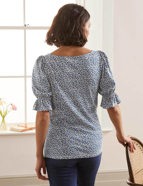 Georgia Blouson Jersey Top - Ivory, Meadow Spot Georgia Blouson Jersey Top - Ivory, Meadow Spot