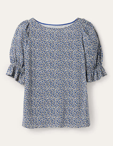 Georgia Blouson Jersey Top - Ivory, Meadow Spot Georgia Blouson Jersey Top - Ivory, Meadow Spot